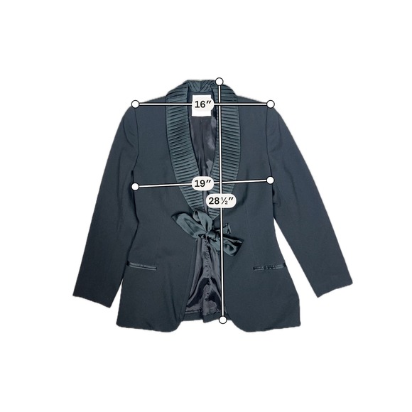 Vintage Albert Makali x Cache Black Blazer Satin Pleated Collar - SIZE 6 Bow Tie - Picture 7 of 7